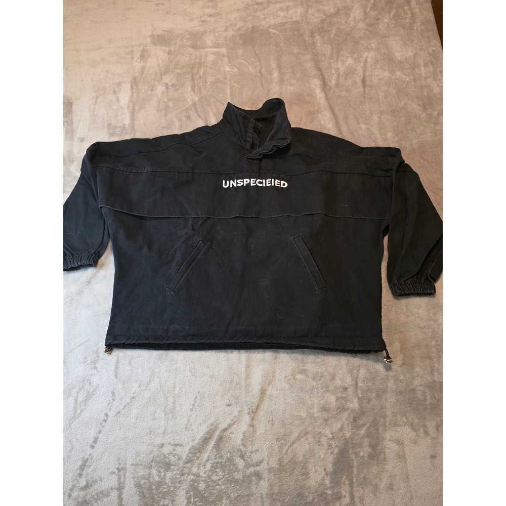 Fashion Show Unspecieied Pullover Jacket Mens L Black Denim Anorak Mock Neck